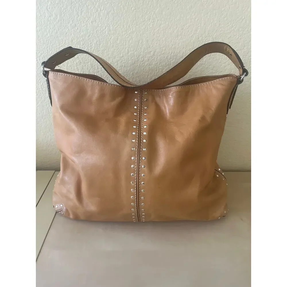 Michael Kors Tan Leather Studded Hobo‎ Bag